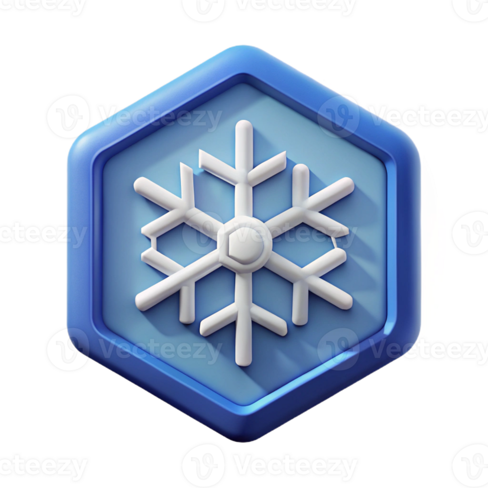 serene signature Hexagonal badge with a stylized, geometric snowflake. Crisp edges, flat color, minimal with Scalable Design. png