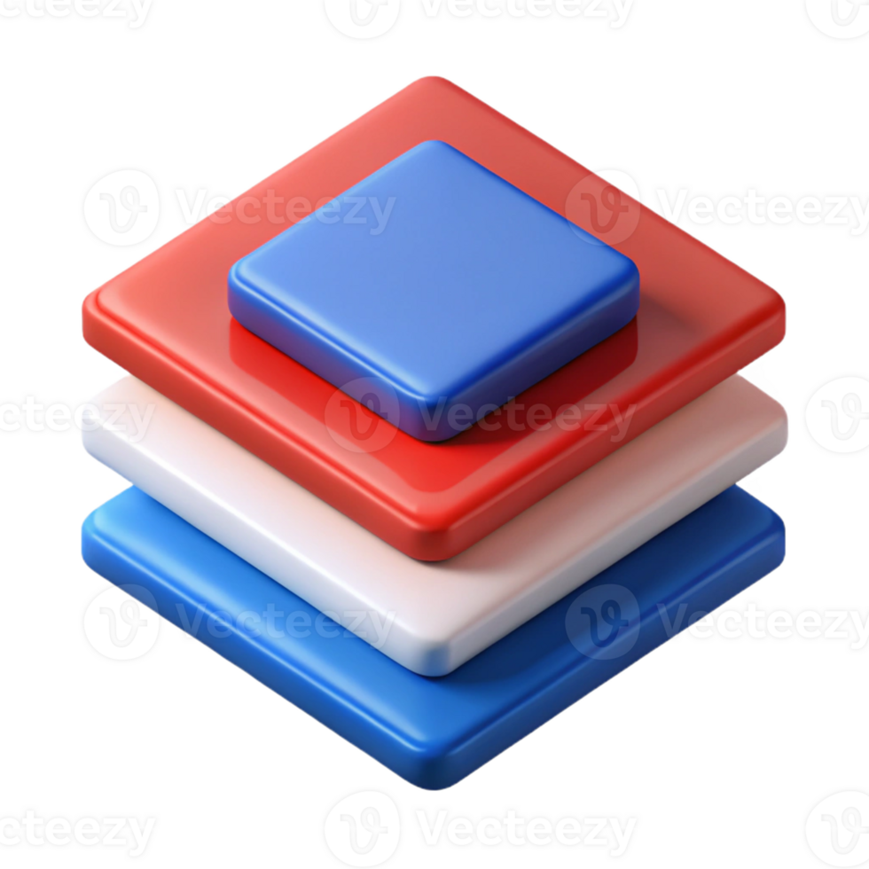 iconic geometric Overlapping squares, clean lines, flat red and blue colors with Scalable Design. high quality png