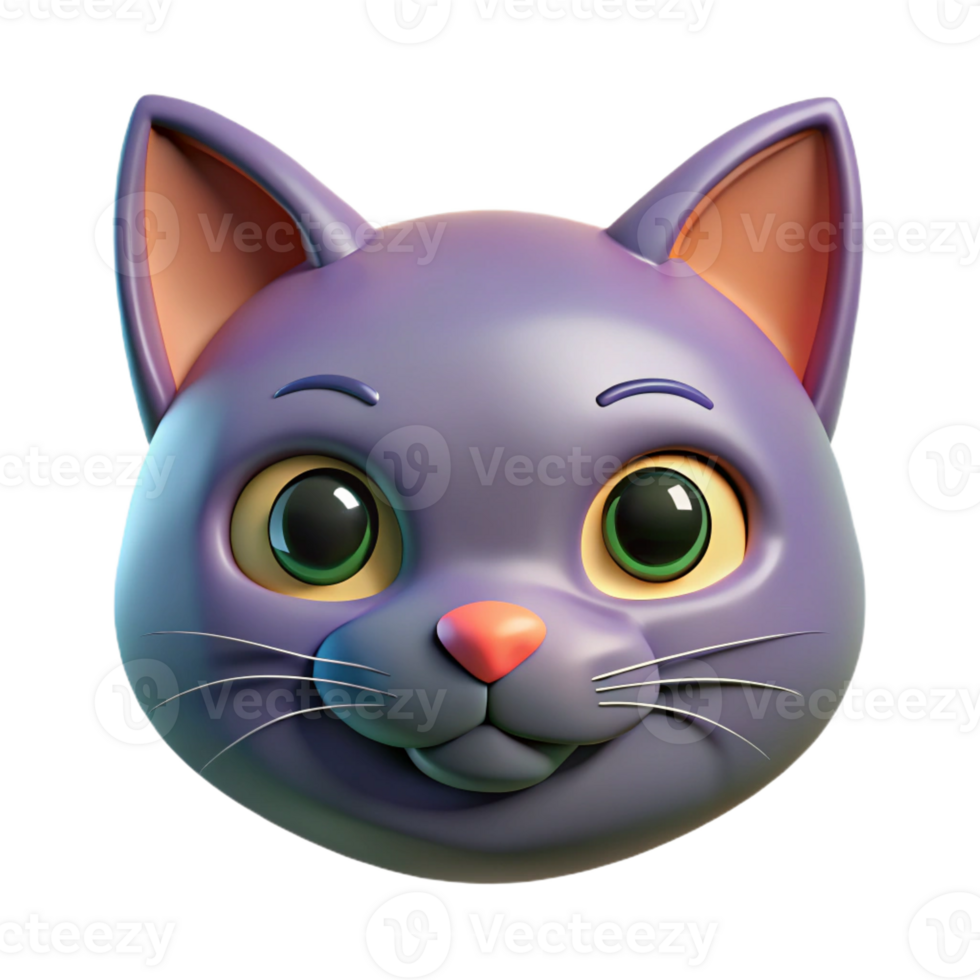 melancholic captivating Cat face with triangular ears. Crisp edges, flat color, with Scalable Design. gallery standard png