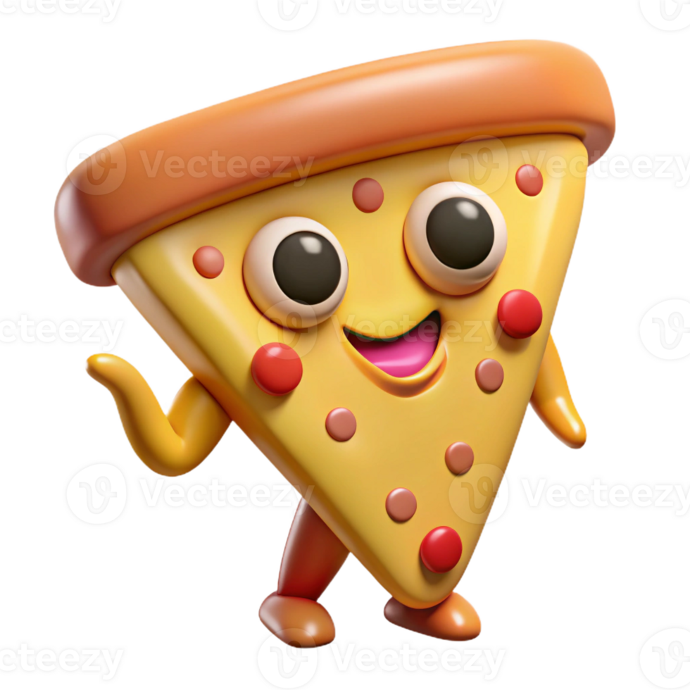 stunning futuristic Pizza slice character with pepperoni, flat yellow and red, crisp edges with Scalable Design. elite png