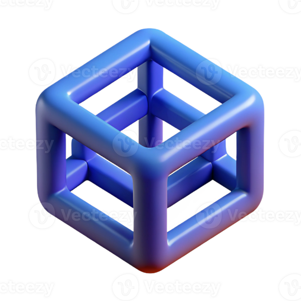 memorable nordic Geometric monoline cube. Crisp edges, single-weight stroke, with Scalable Design. authentic png