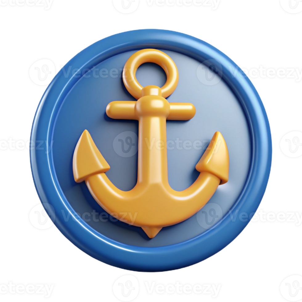 stunning classic Anchor-shaped badge with a circular ring. Crisp edges, flat color, single-weight stroke with Scalable Design. impeccable png