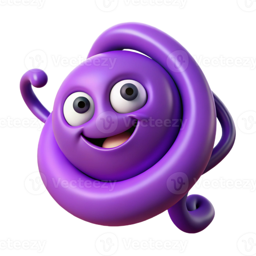 majestic remarkable Spiral-shaped character with a cheerful expression, flat purple, crisp edges with Scalable Design. png
