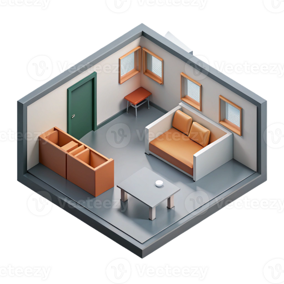sought-after bohemian Architectural plan of a single room. Minimal design, single-weight stroke with Scalable Design. precision png