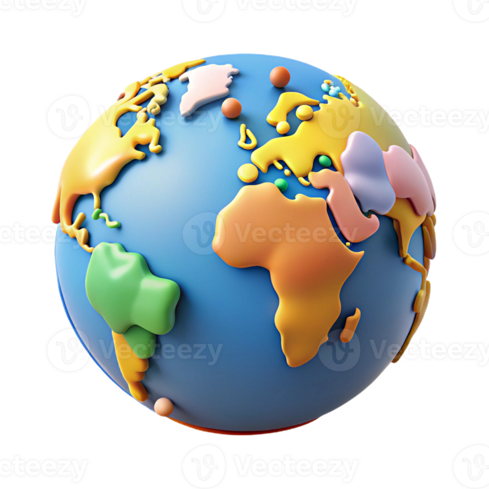 serene tranquil impressionist World map with highlighted continents, distinct flat colors. Minimal, scalable, clean lines with Scalable Design. ultra HD png
