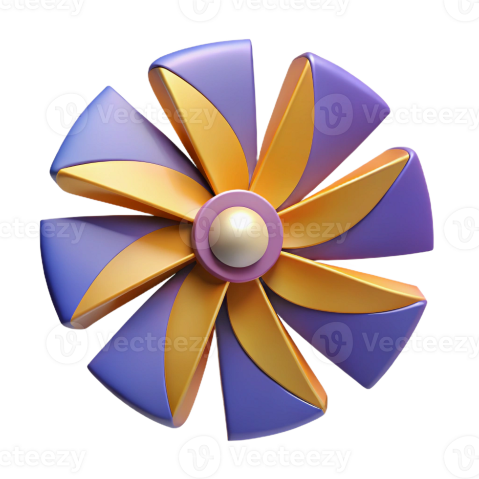 pristine retro Symmetrical fan blade design, geometric shapes, flat color with Scalable Design. professional png