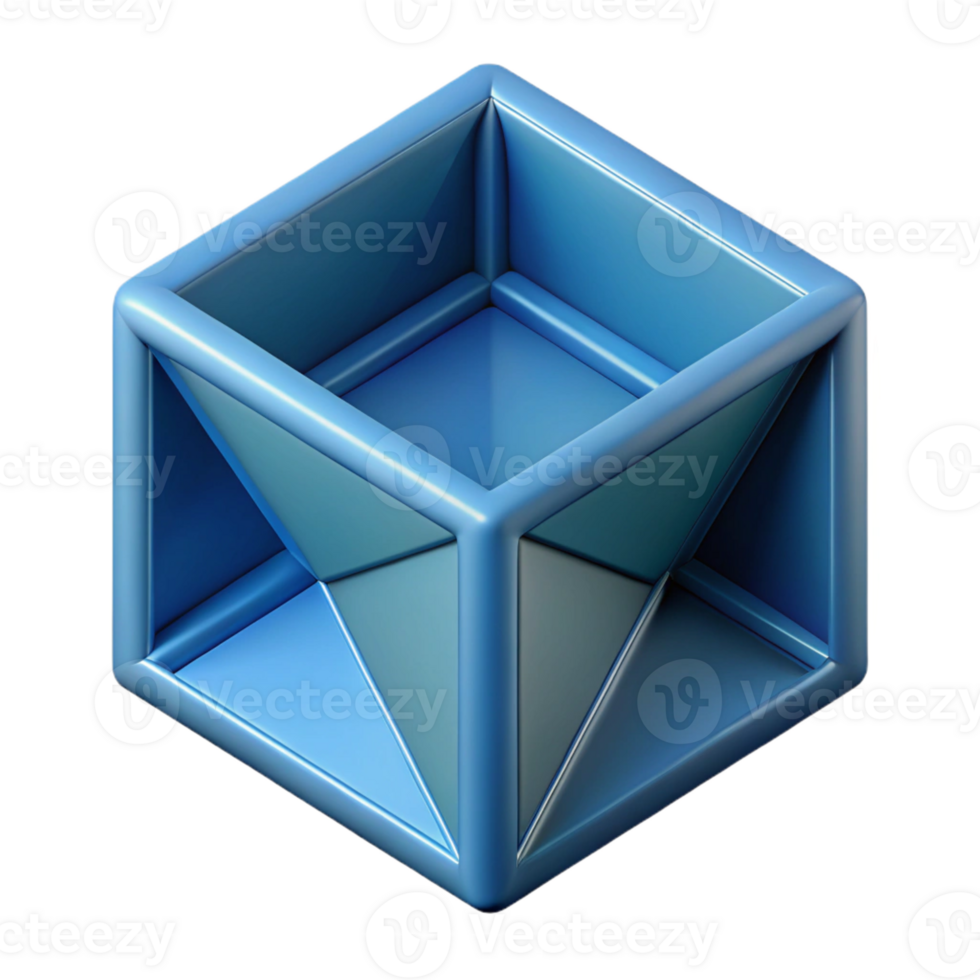 sumptuous impressionist Geometric outline of a cube. Sharp edges, symmetrical design, flat color with Scalable Design. refined png