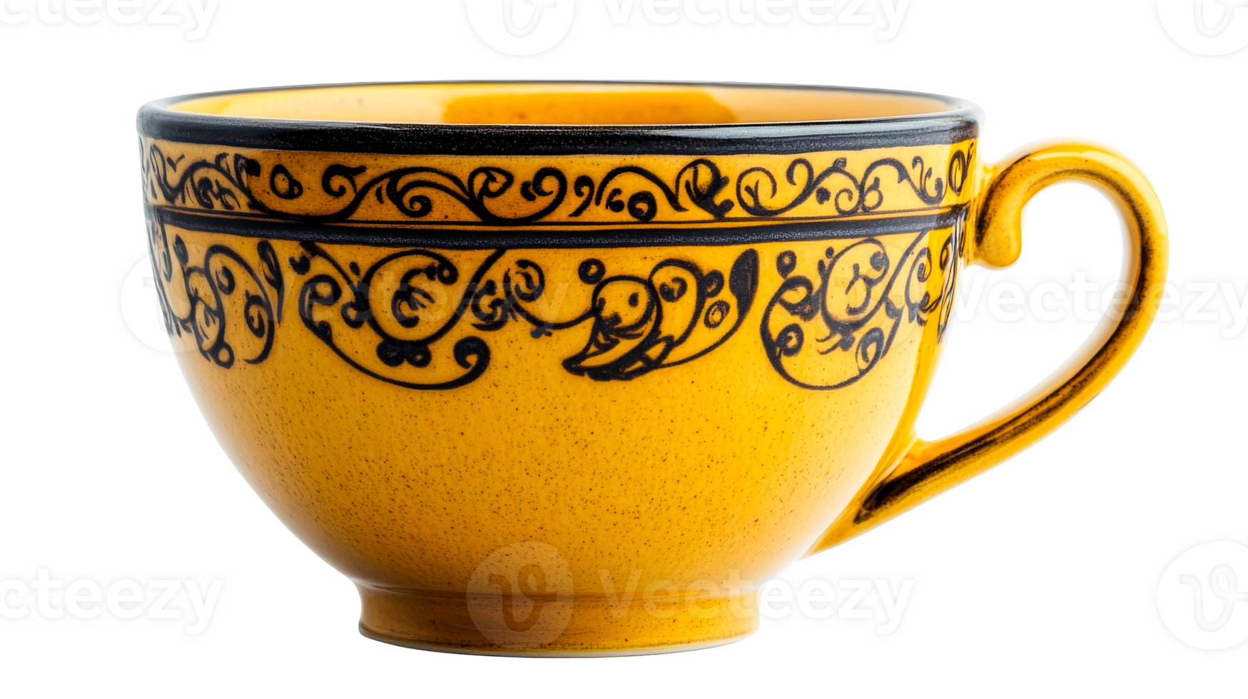 Yellow cup with black patterns png