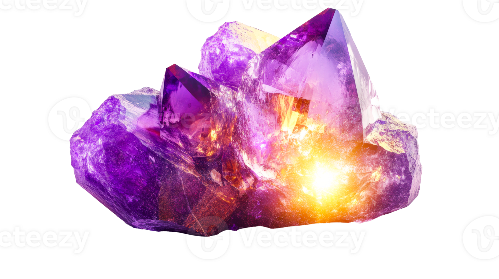 Sparkling transparent amethyst crystals png
