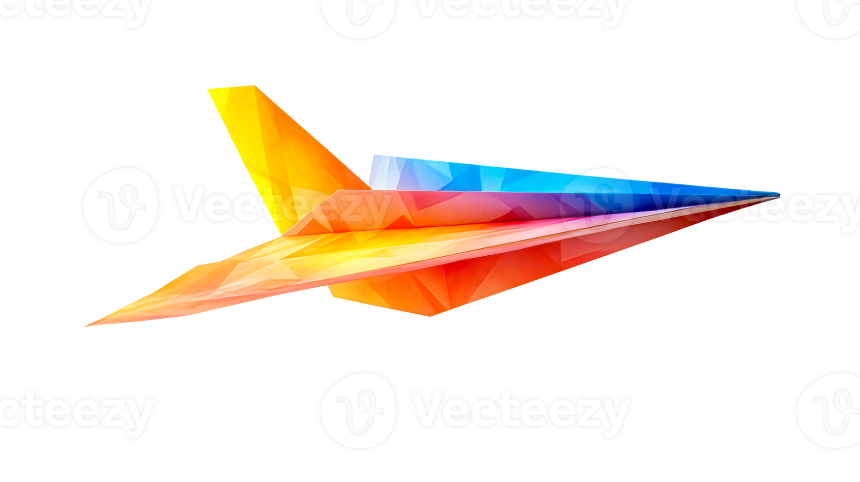 Flying colorful transparent paper airplane png
