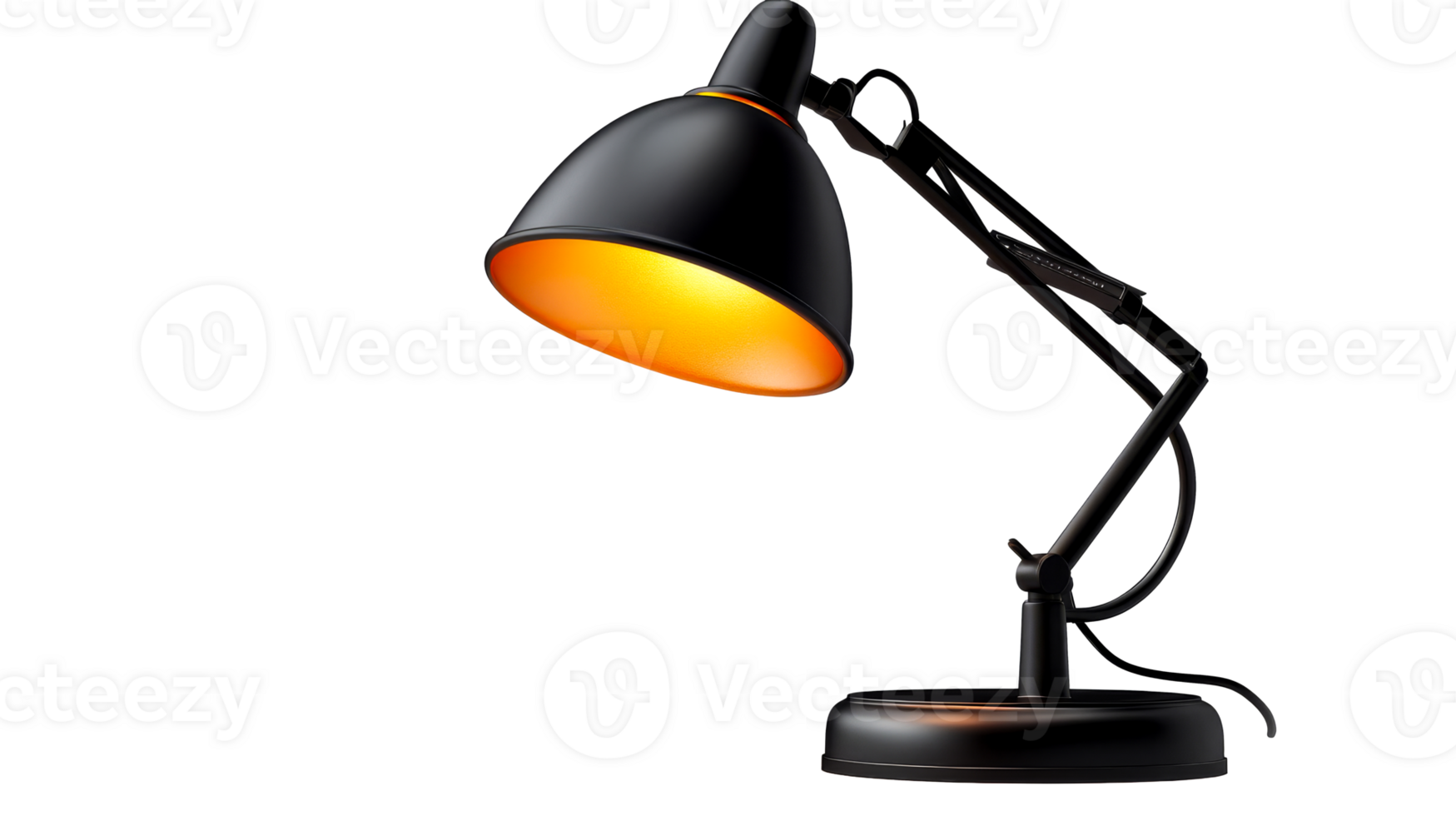Desk lamp illuminating workspace in soft glow png