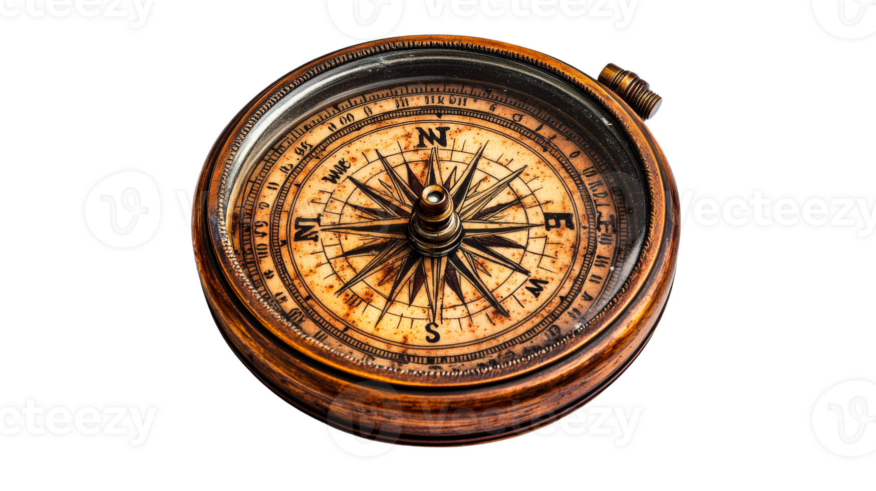 Antique compass resting on a white surface png