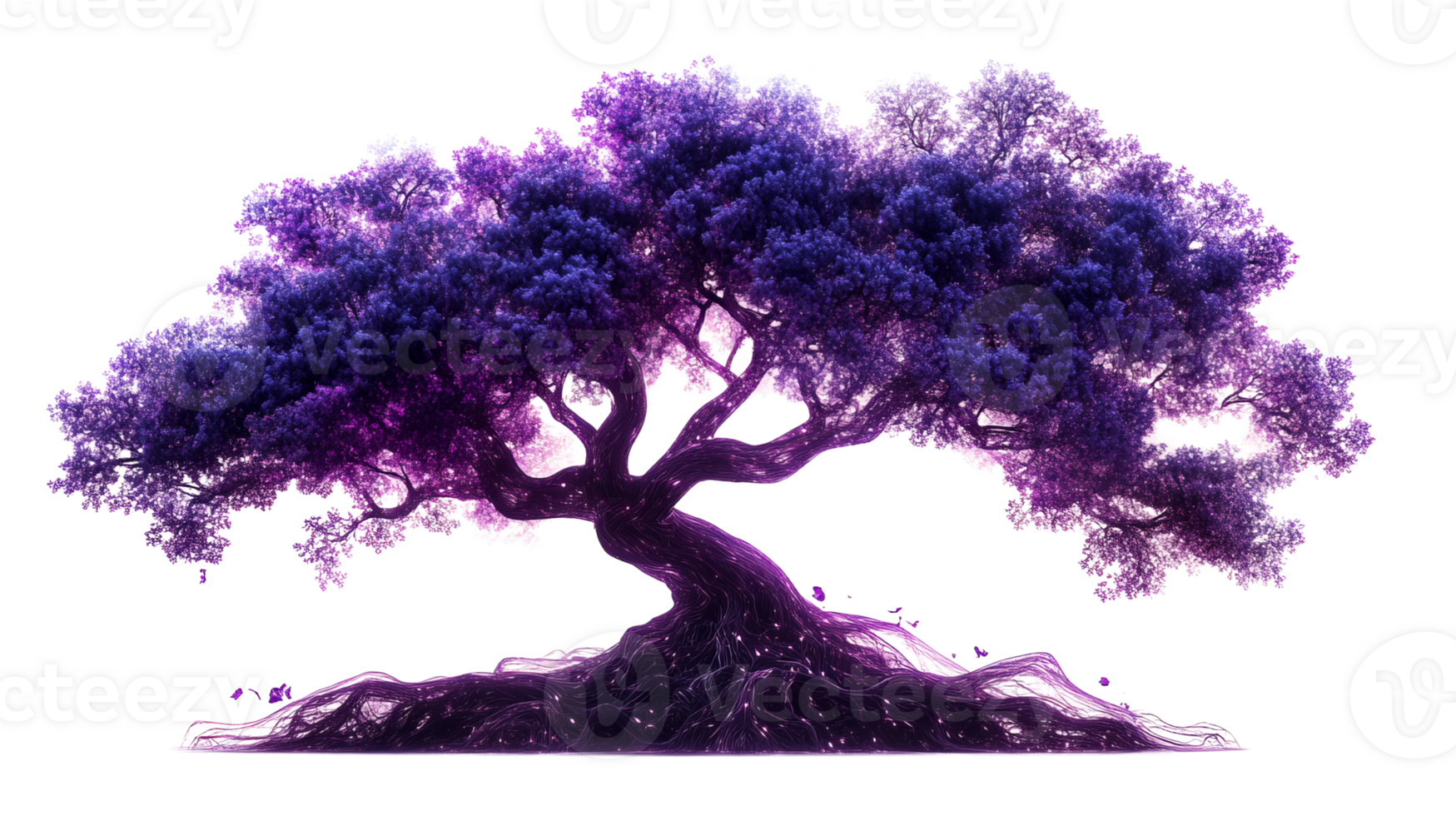 Creative representation of a surreal purple tree png