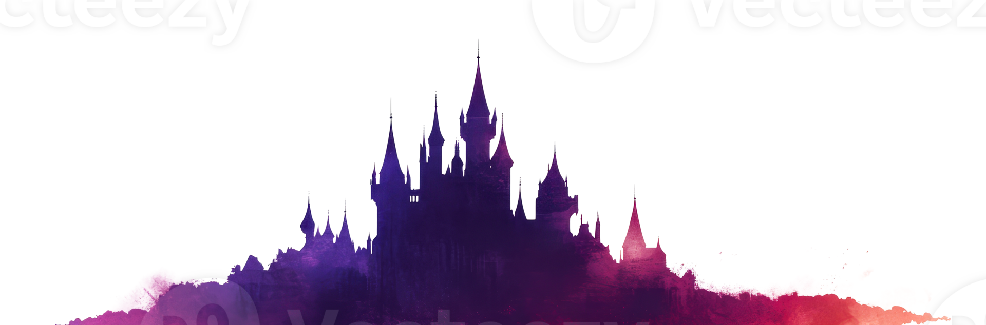 Silhouette of a castle against a colorful sky png