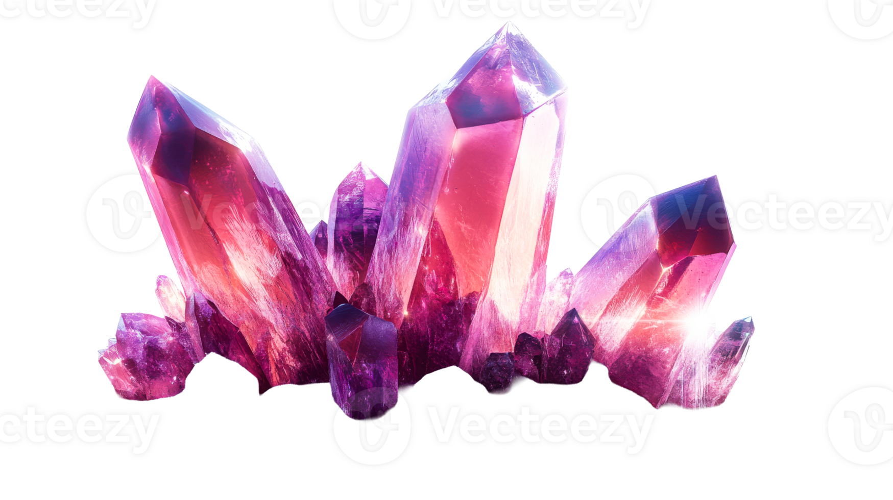 Vibrant transparent crystals with colorful facets png