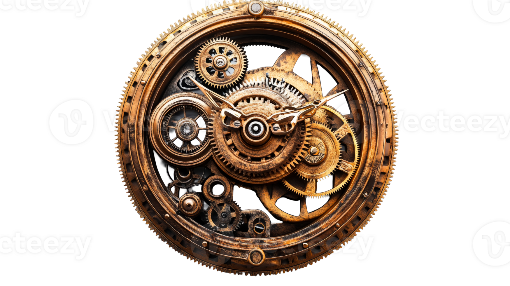 Intricate clockwork gears in ornate design png