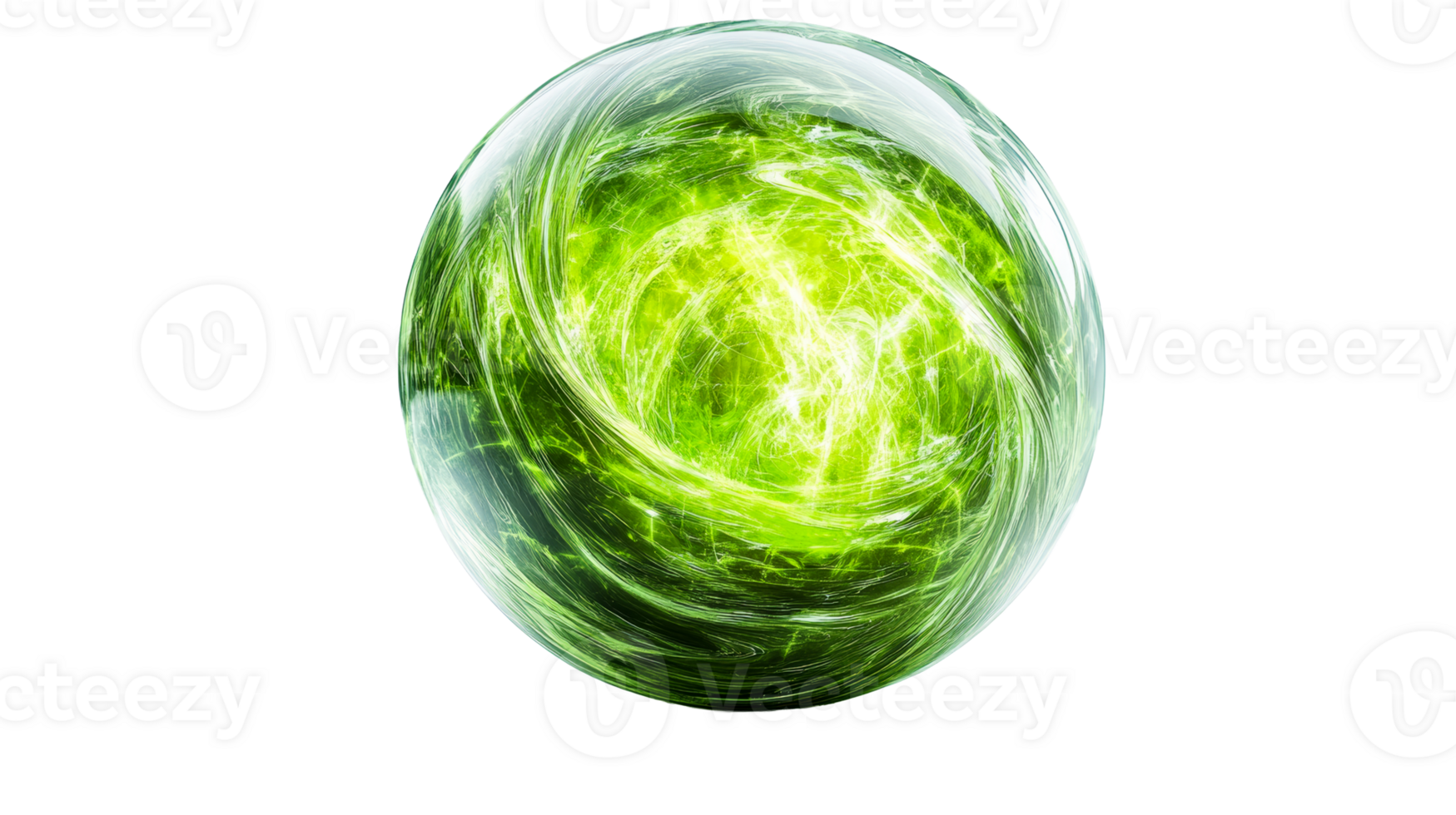 Green orb with swirling energy effects png