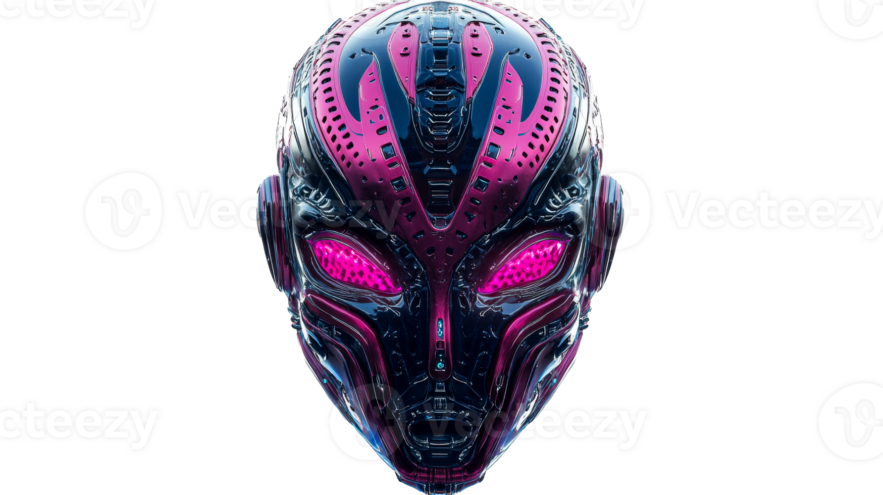 Futuristic robot face design with glowing features png