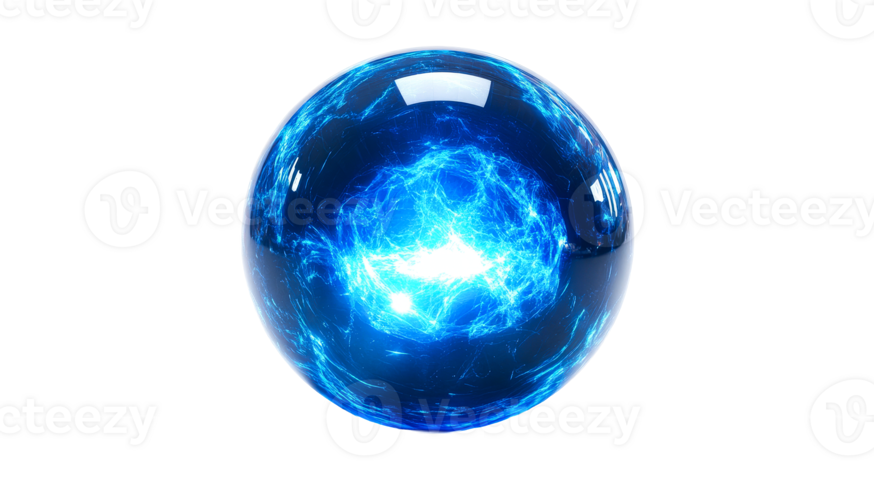 Vibrant electric blue orb with glowing energy png