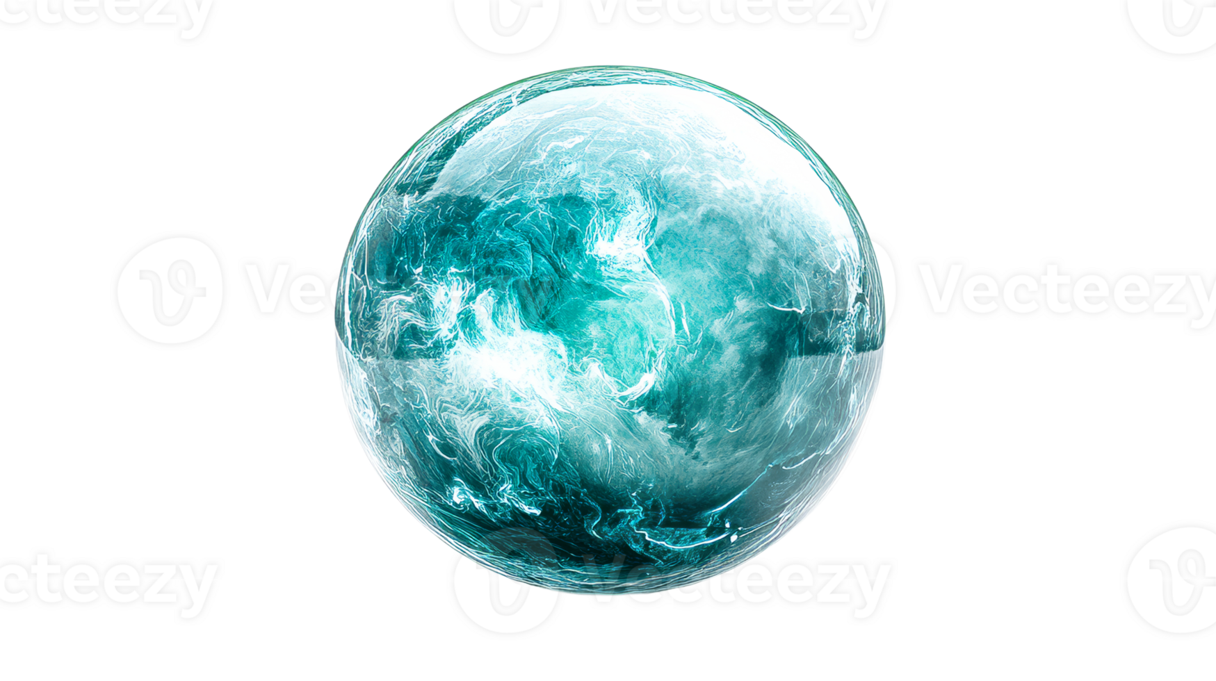 Swirling transparent globe with turquoise tones png