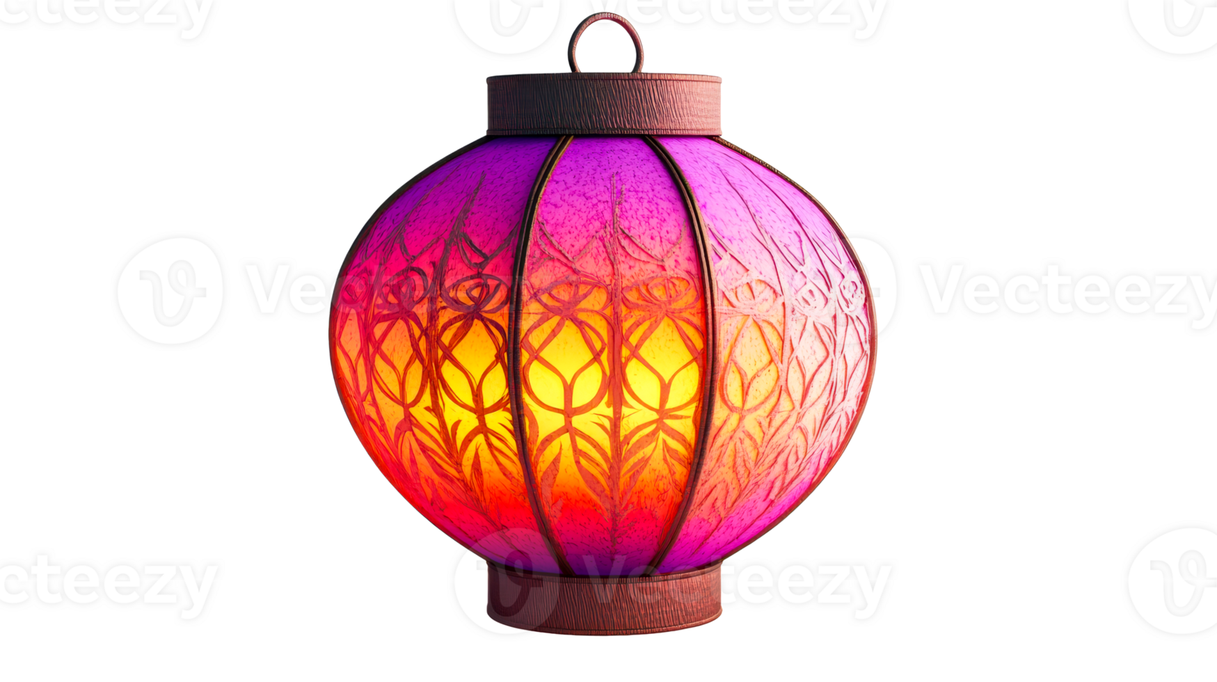 Colorful lantern glowing in warm light at sunset png