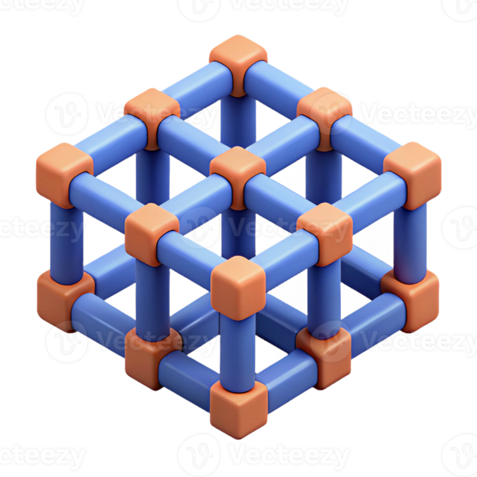 remarkable urban Geometric isometric pattern of interconnected cubes. Minimal design, flat color with Scalable Design. studio quality png