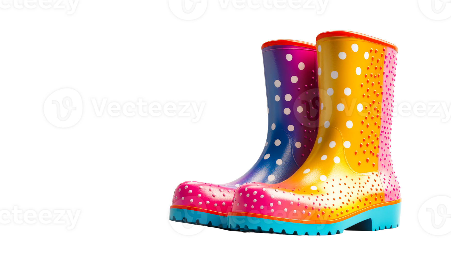 Bright rain boots pop on white background png