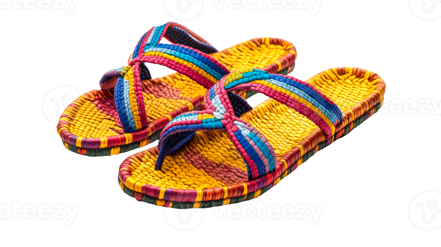 Colorful handmade sandals on a white background png