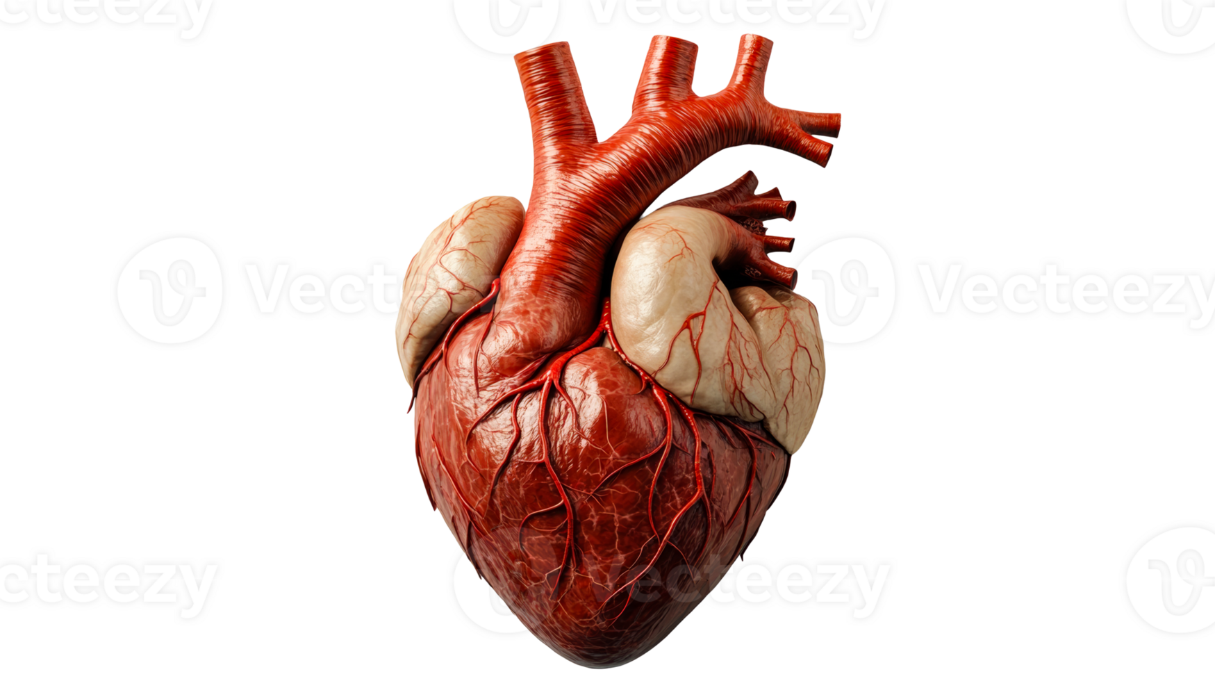 Realistic 3D model of a human heart anatomy png