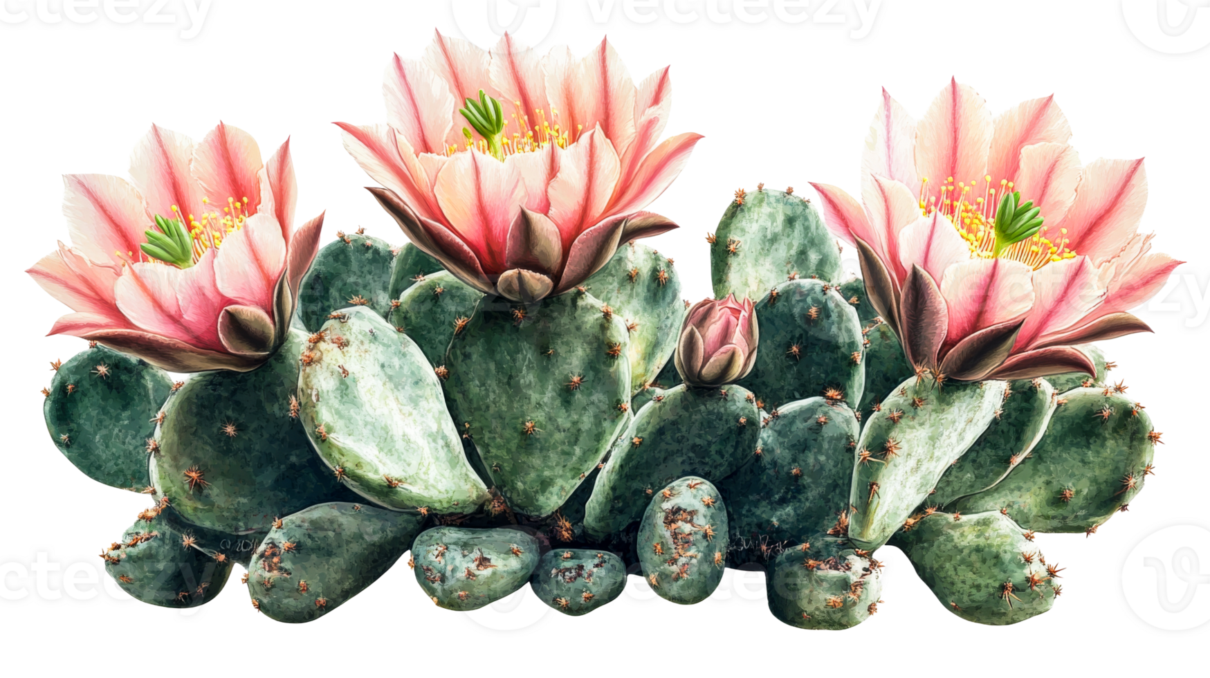 Pink flowered cactus in bloom png