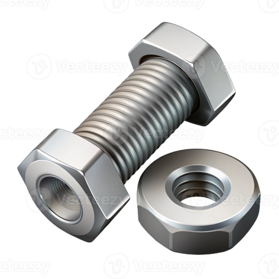 picturesque unforgettable Technical illustration of a bolt and nut. Clean lines, with Scalable Design. png