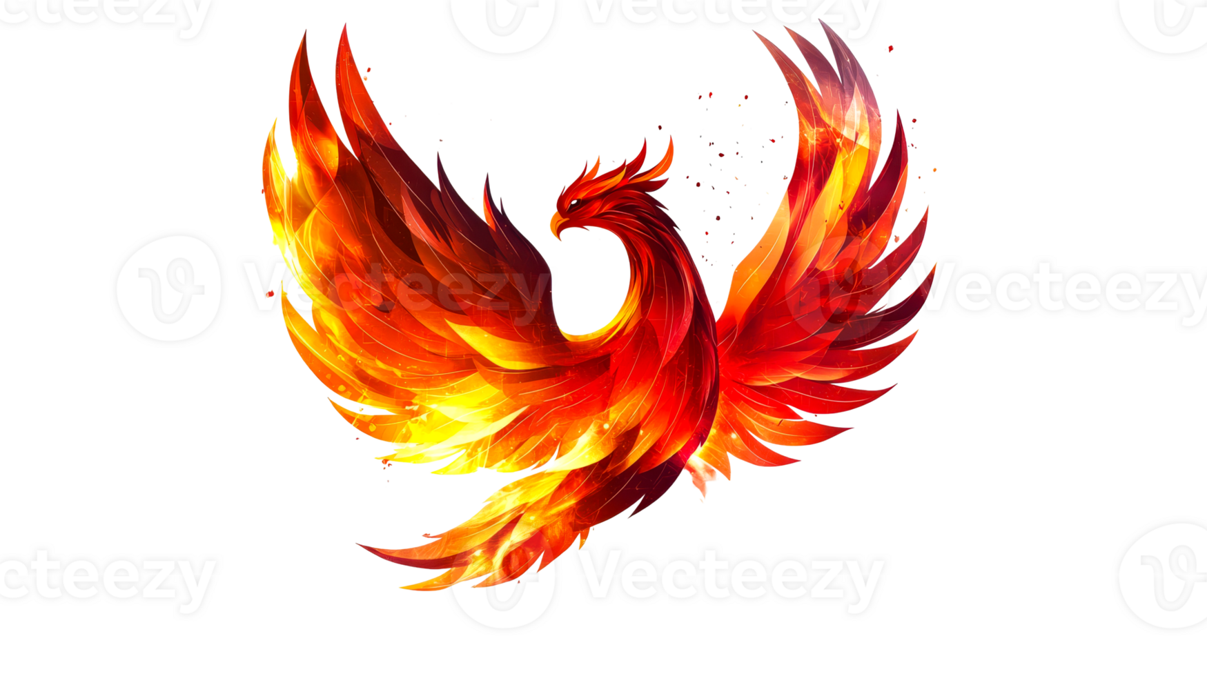 Majestic phoenix soaring through bright flames png