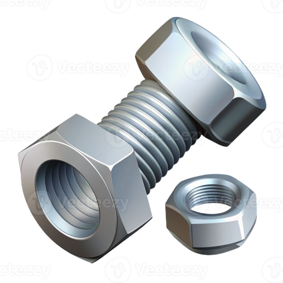 whimsical gorgeous Technical drawing of a bolt and nut. Crisp edges, scalable, symmetrical with Scalable Design. professional png
