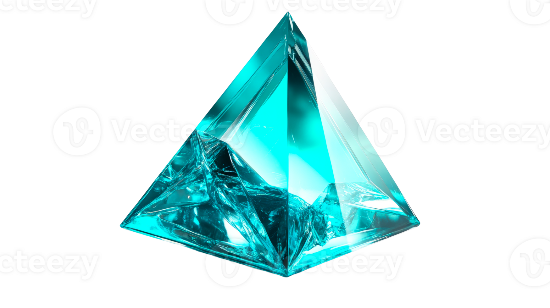 Teal crystal pyramid sculpture png