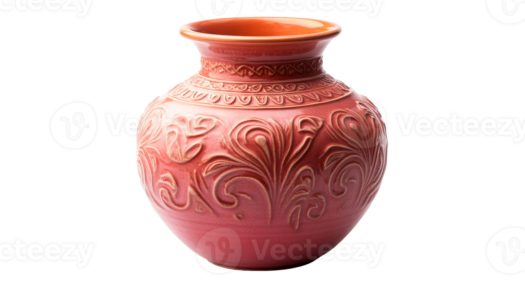 Handcrafted ceramic pot with intricate design png