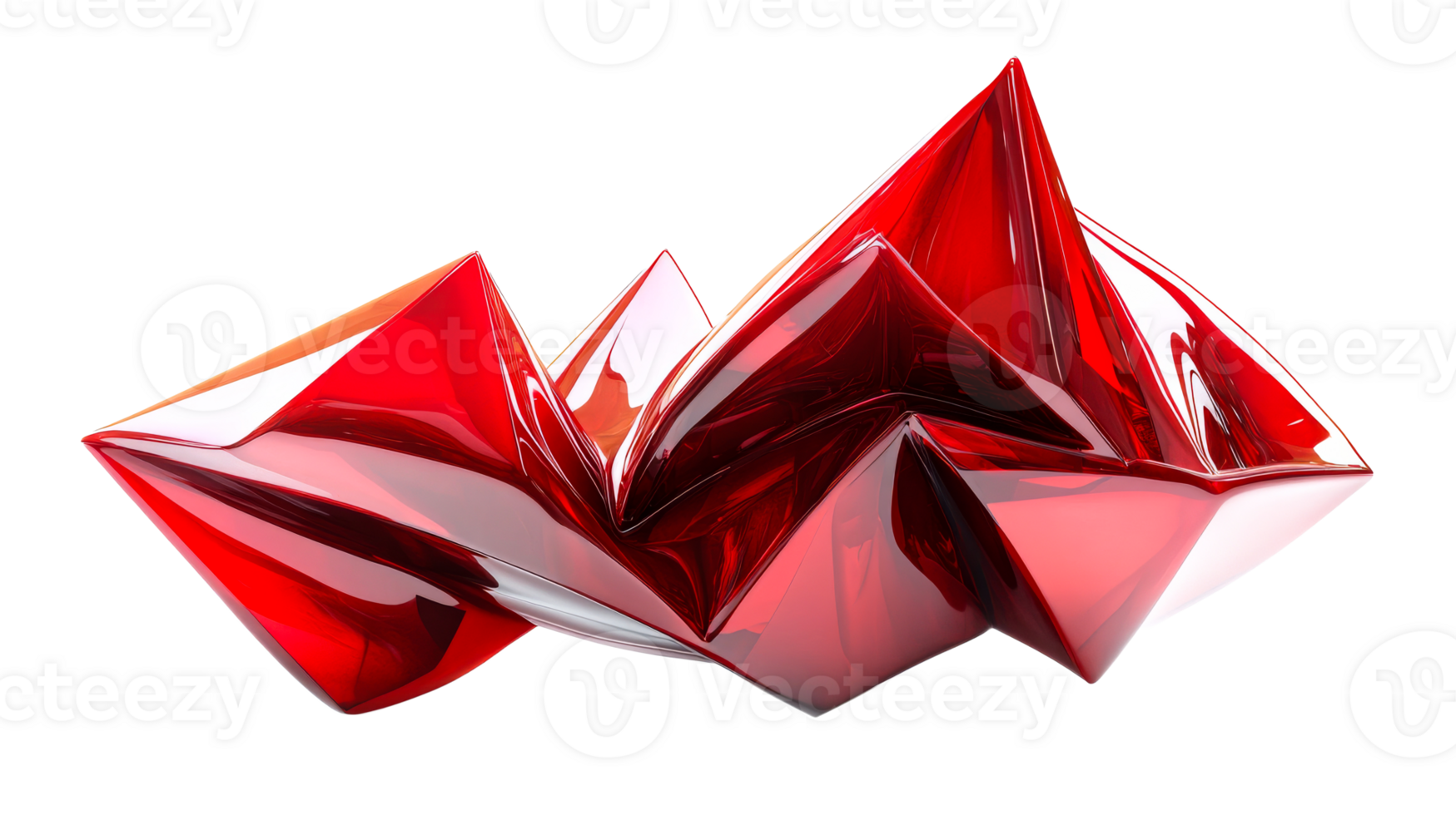 Colorful abstract shape with glossy surface in red png
