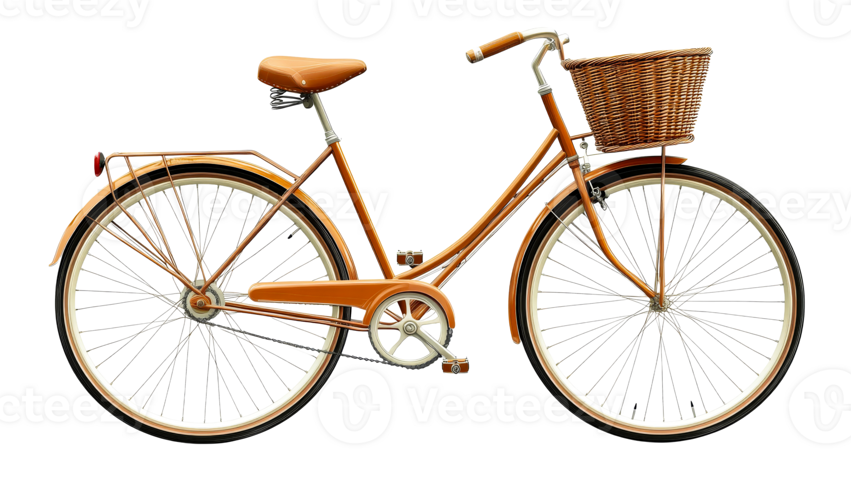 Charming vintage bicycle with a woven basket png