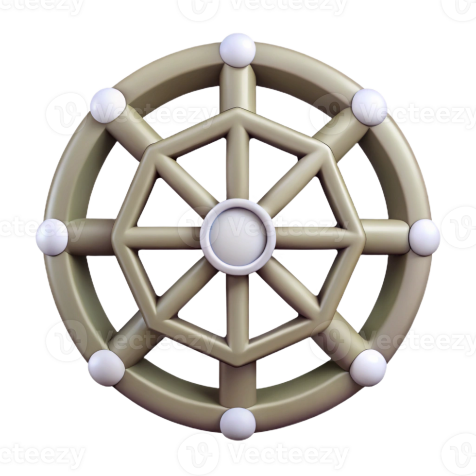 spectacular melancholic victorian A geometric Dharma wheel symbol. Minimal design, single-weight stroke with Scalable Design. professional png