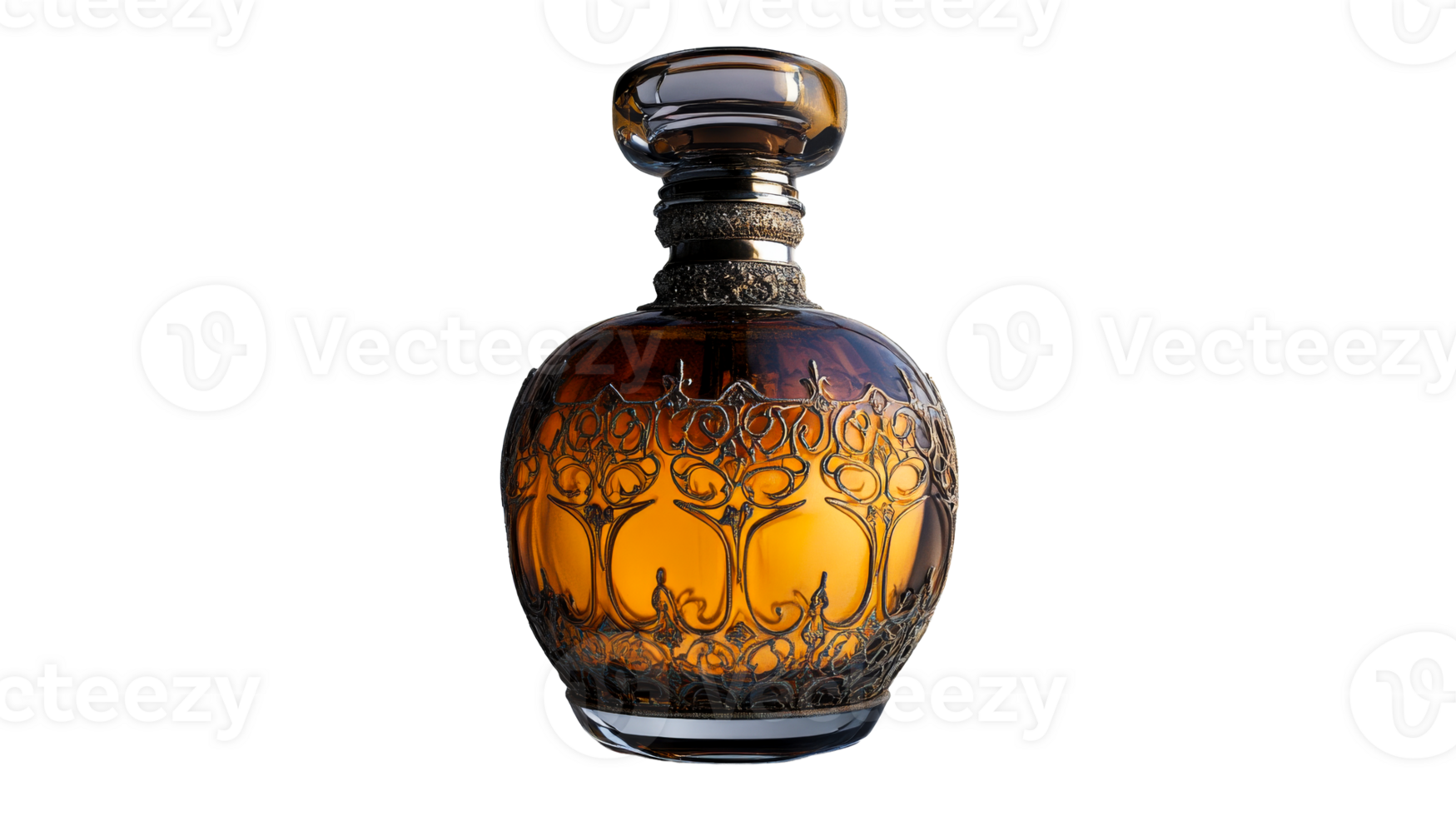 Elegant glass bottle with intricate design png