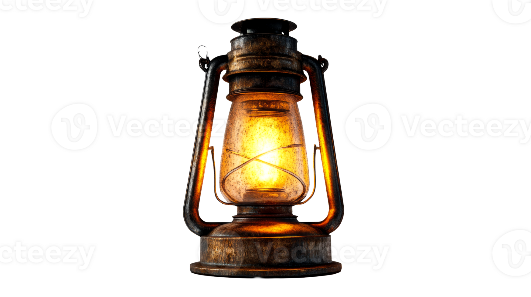 Warm glow from an antique lantern in a dark space png