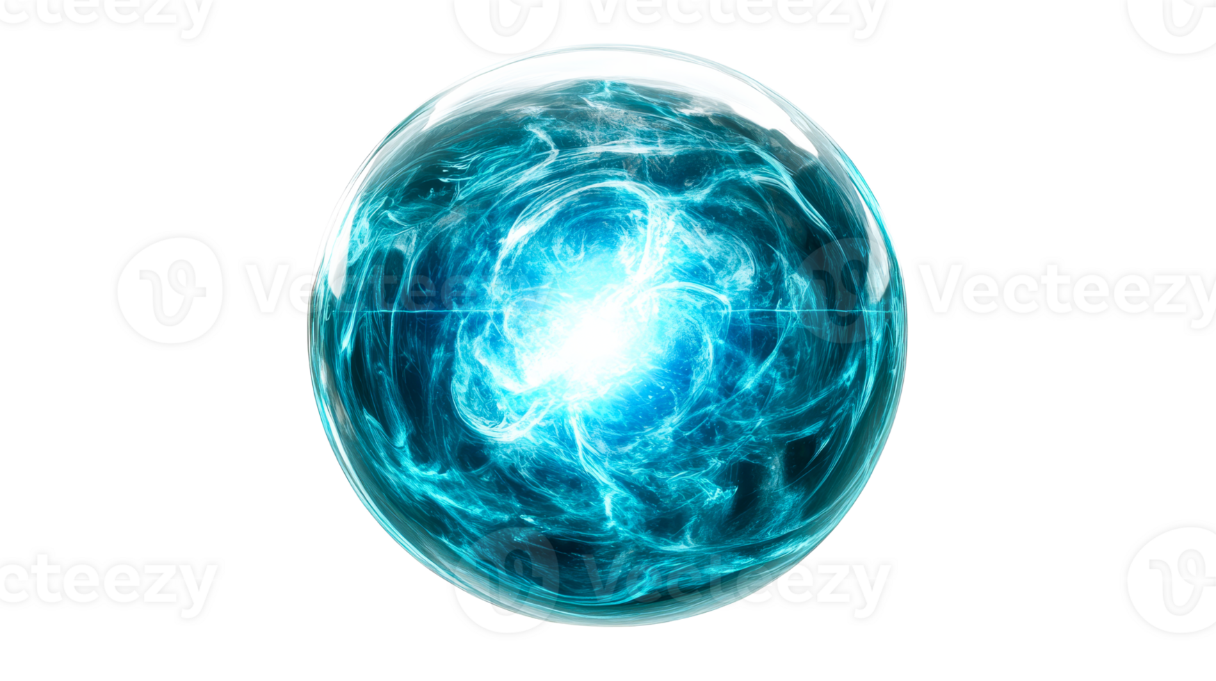 Energy orb emitting vibrant blue light in space png