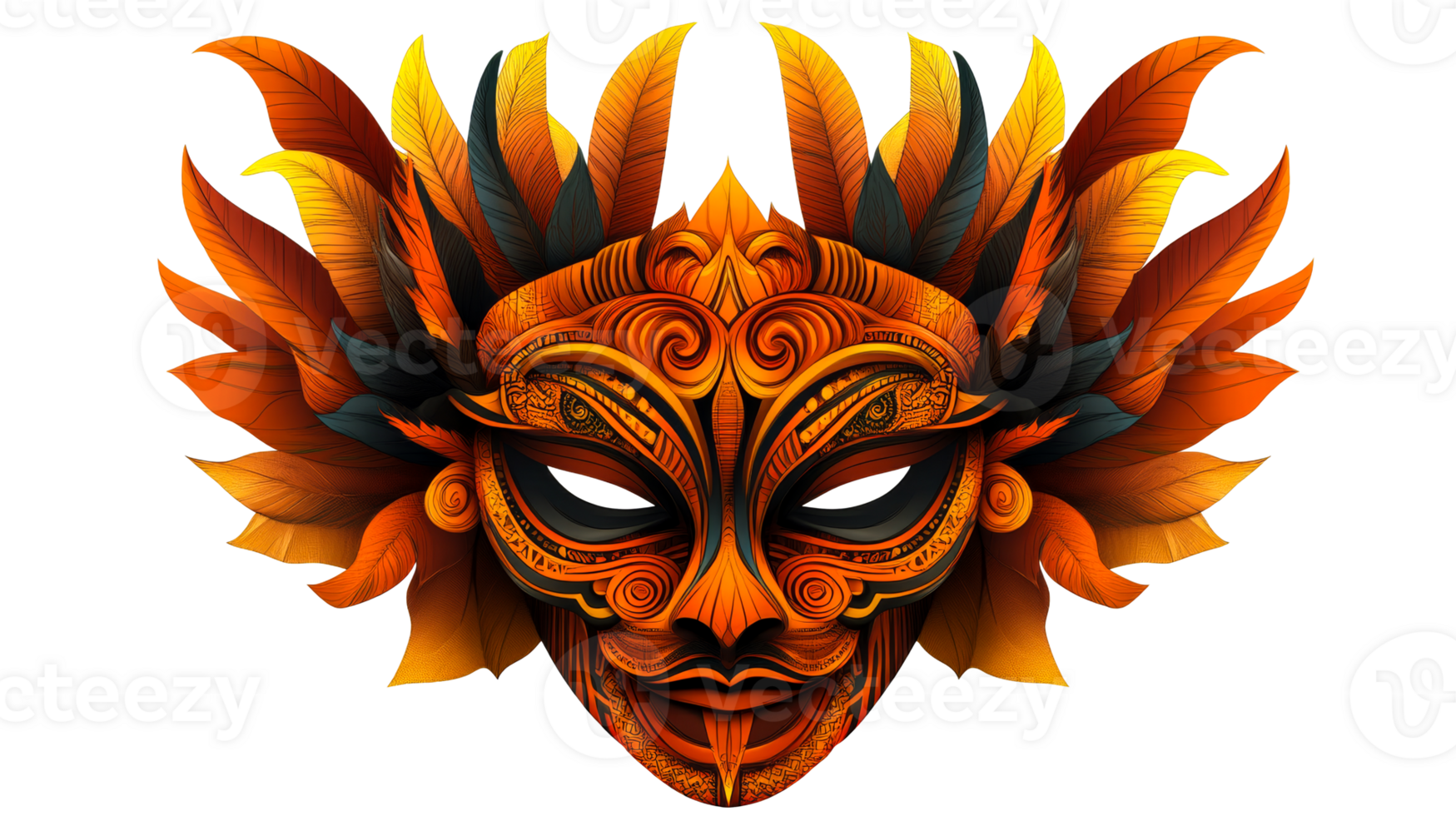Colorful mask with intricate feather design png