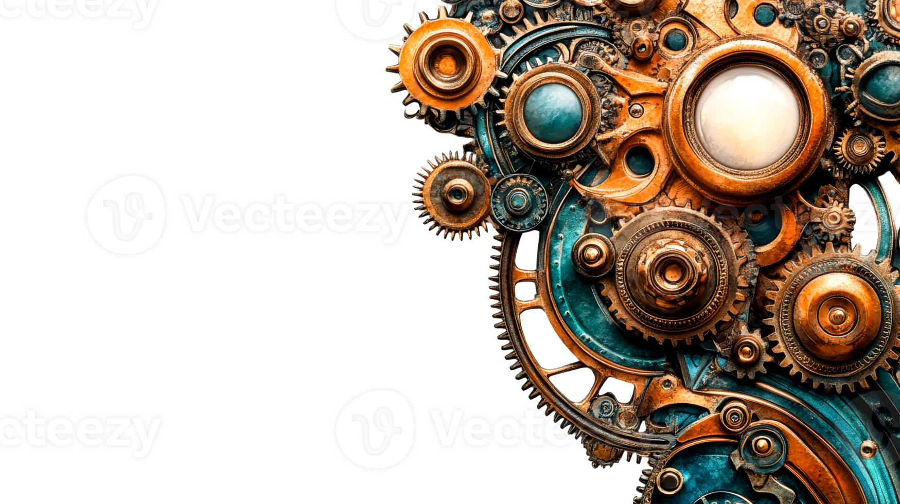 Intricate design of steampunk gears and cogs png