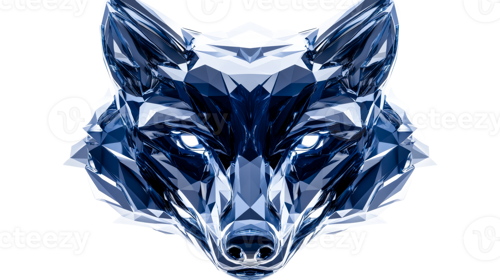 Geometric wolf head design, transparent style png