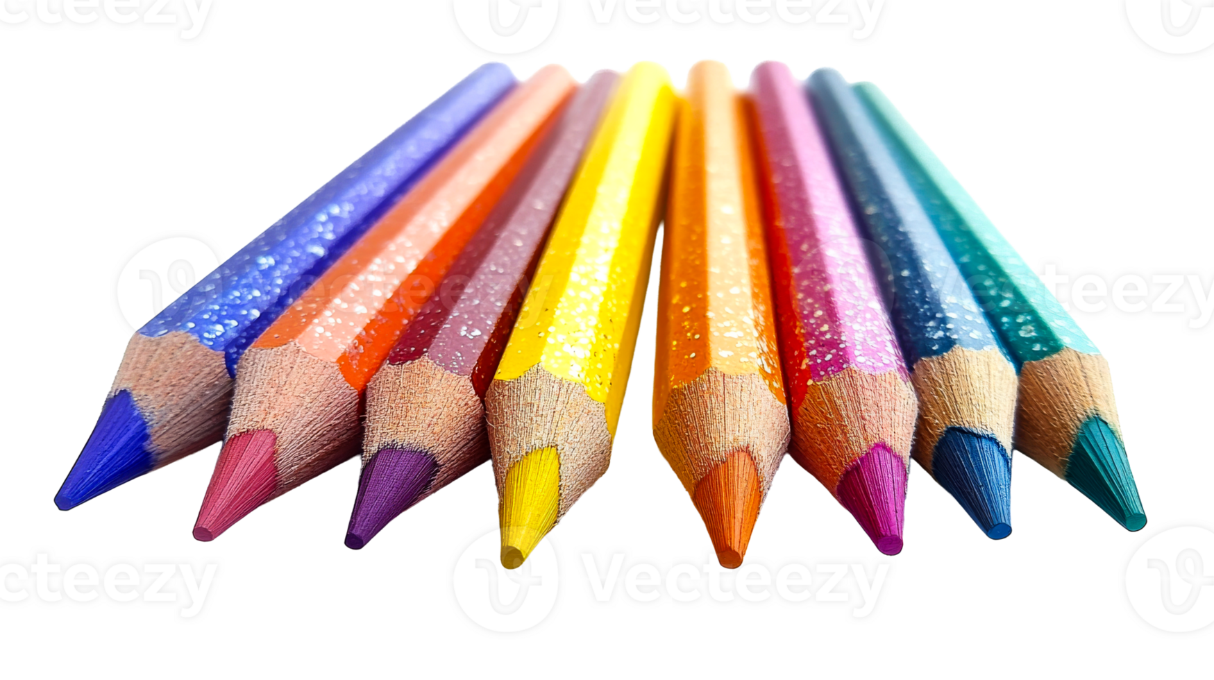 Colorful pencils arranged in a vibrant display png