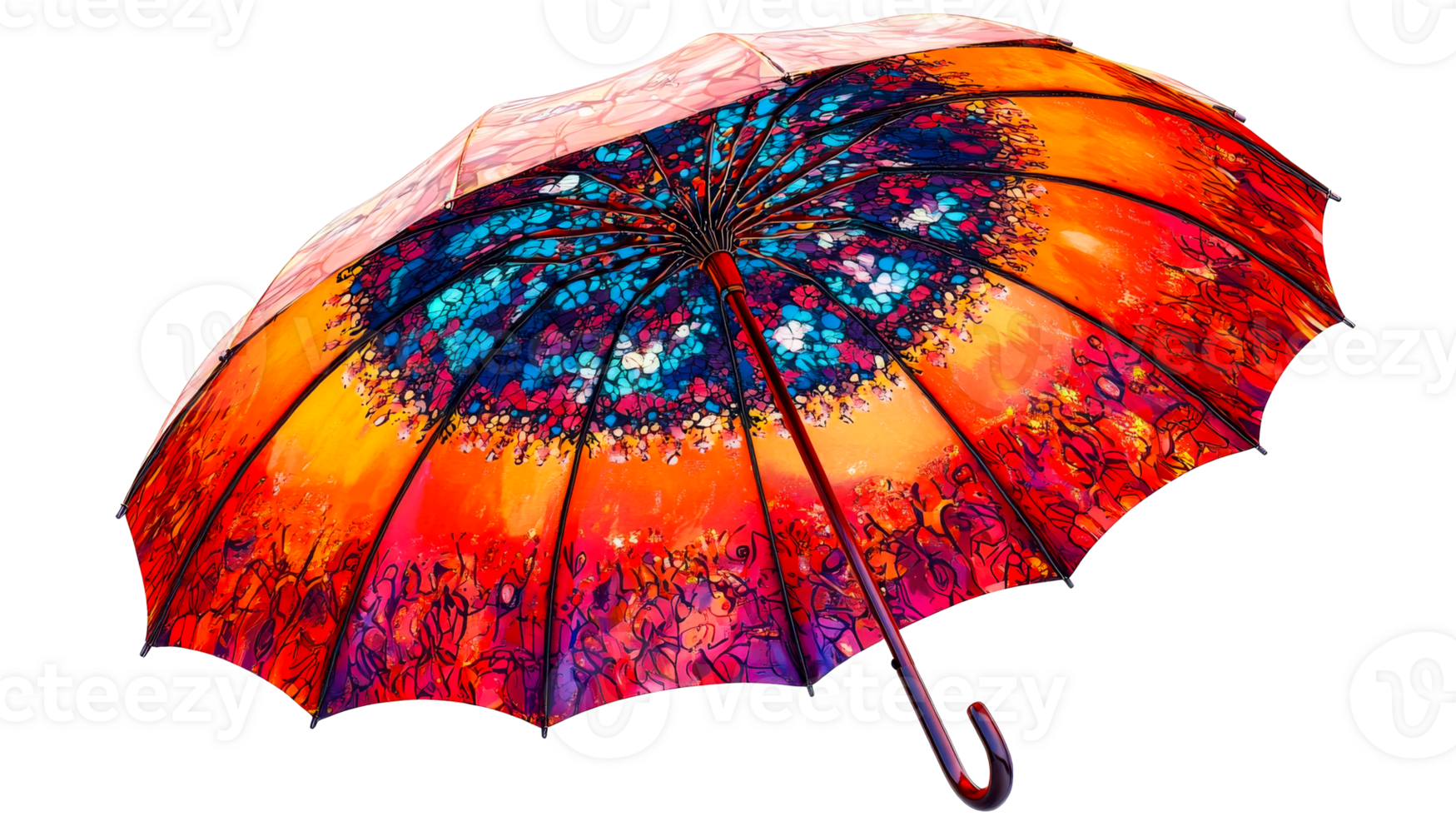 Colorful patterned umbrella design png