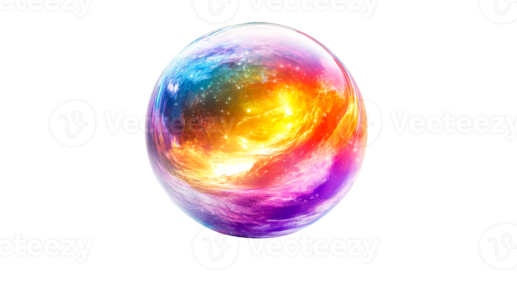 Colorful transparent sphere with vibrant hues png