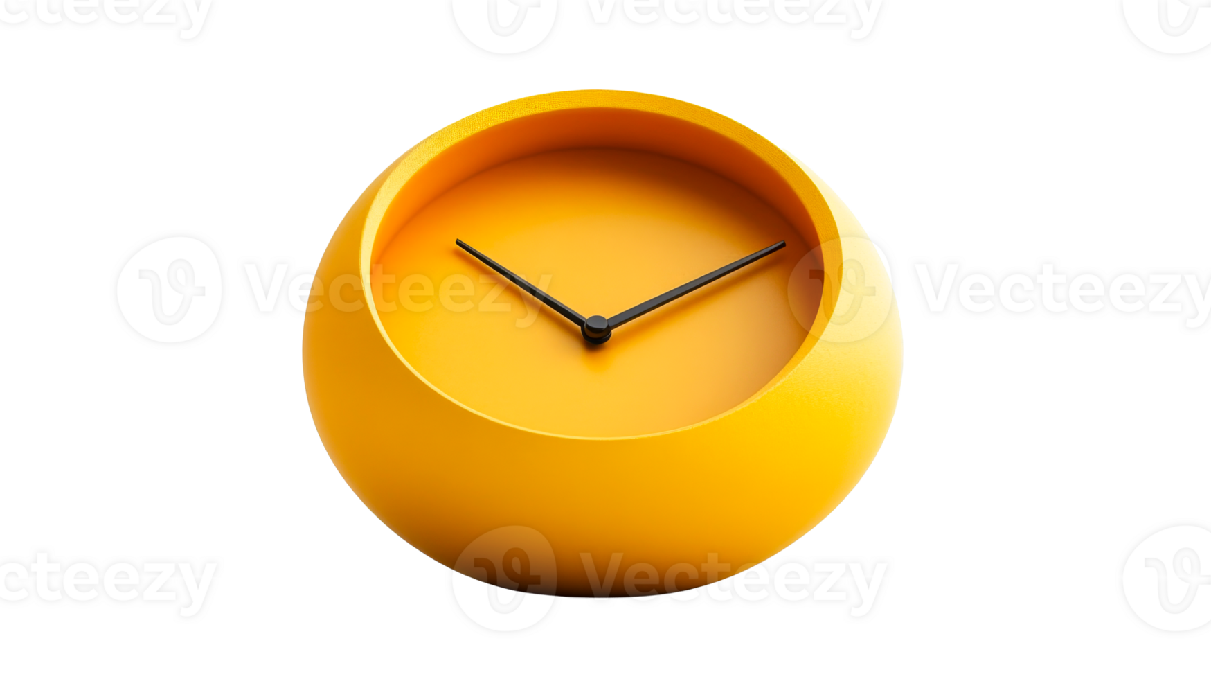 Unique round yellow clock design on display png