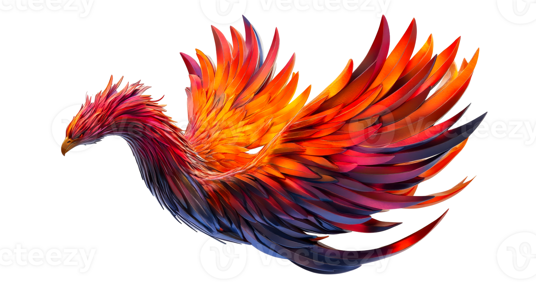 Colorful phoenix with majestic wings in flight png