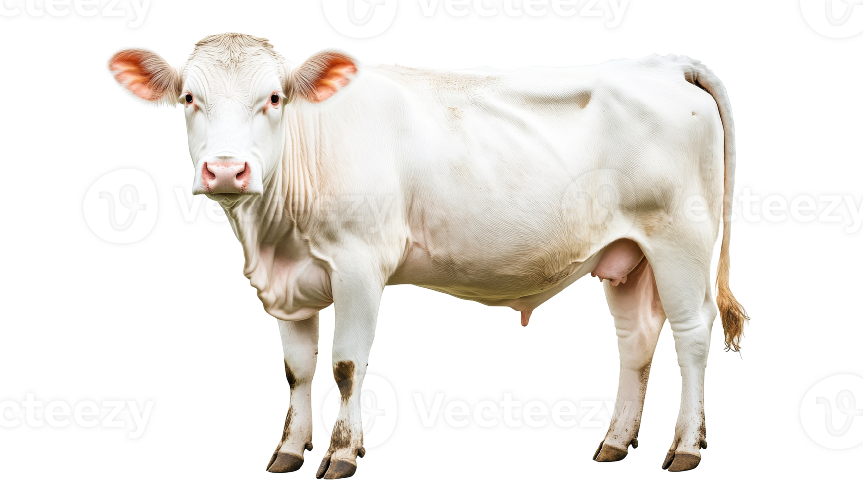 White cow standing on a plain background png